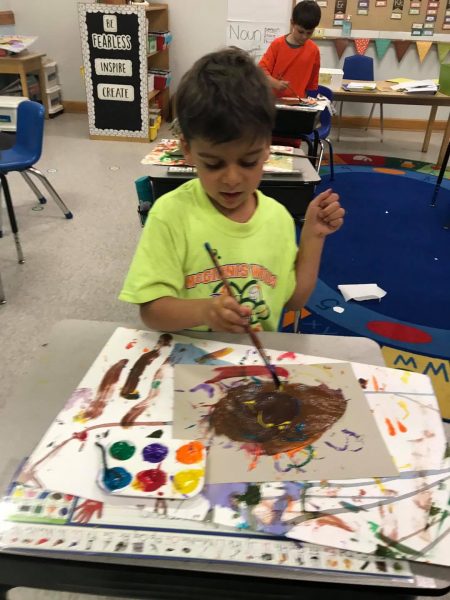 Painting in Art Class with Ms. Tanya