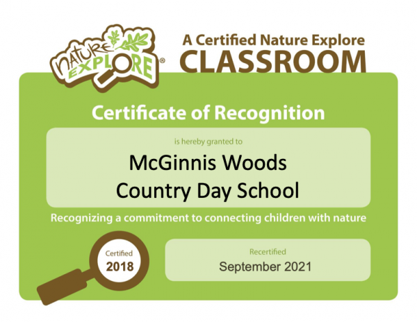 Nature Explore Certified Classroom 2021