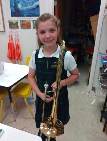 student trombone player